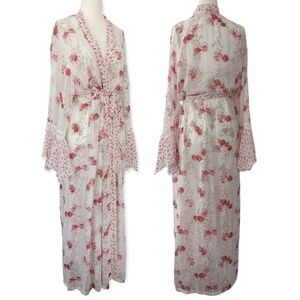 Floral Ruffles and Lace Asymmetrical Retro 1930s Shabby Chic Nightgown and Robe